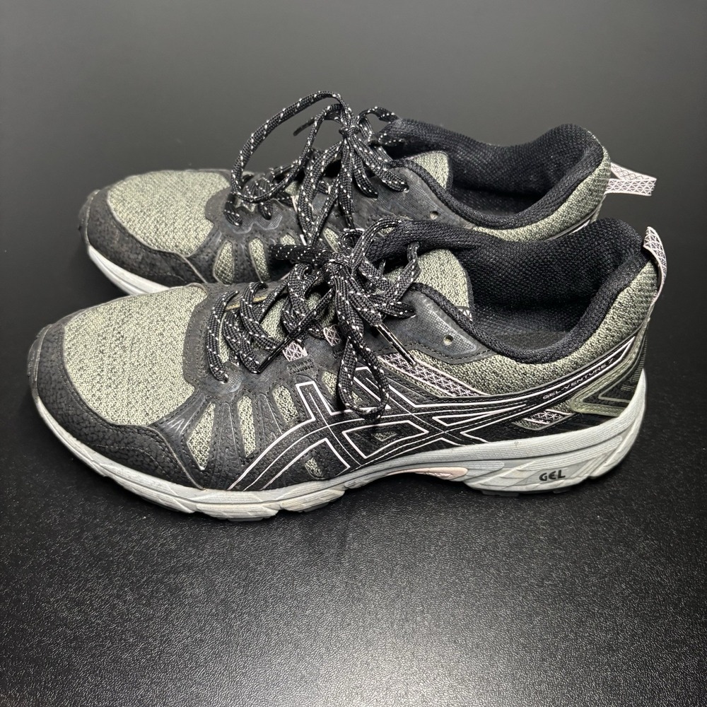 Asics GEL-Venture 7 MX Running Shoes Black Green 1012A627 Womens Sz 8.5 Athletic